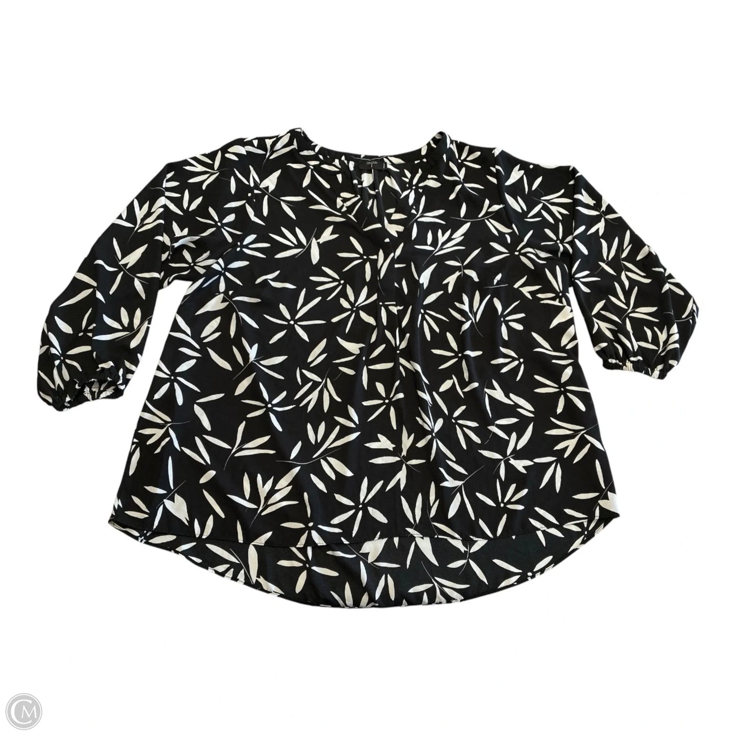 Blouse Long Sleeve By Tahari In Black & White, Size: 1x