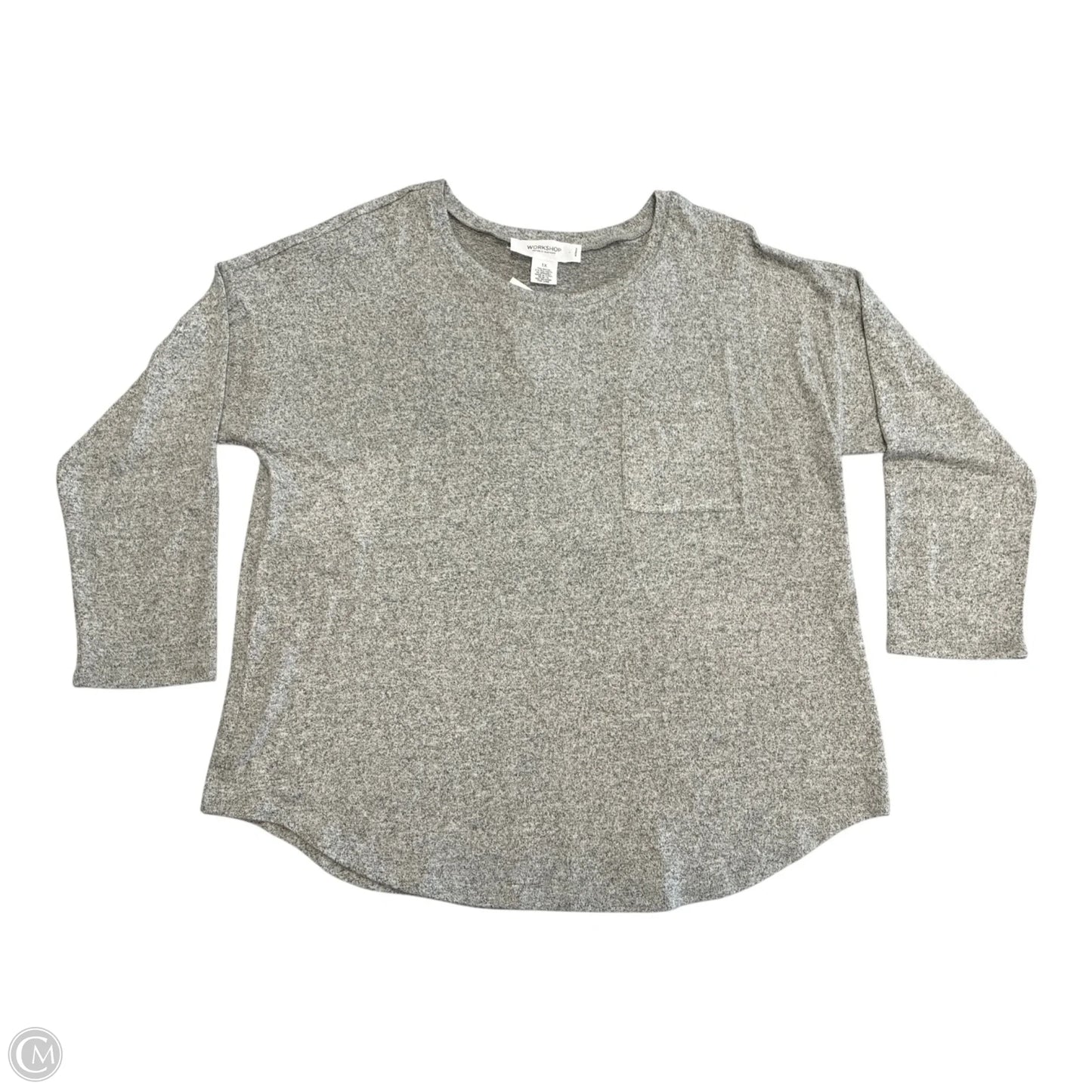 Top Long Sleeve By Workshop In Grey, Size: 1x