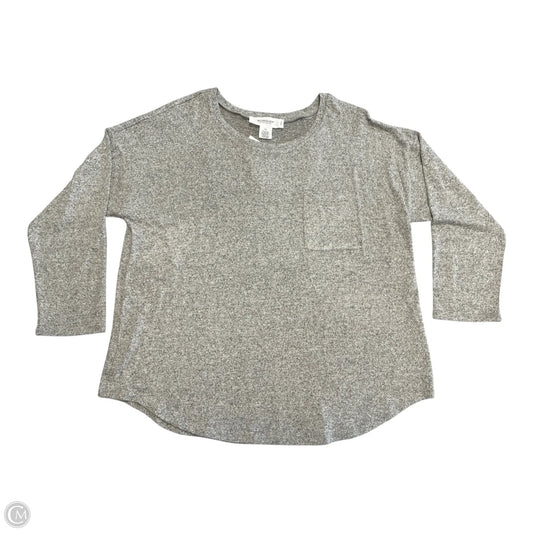 Top Long Sleeve By Workshop In Grey, Size: 1x