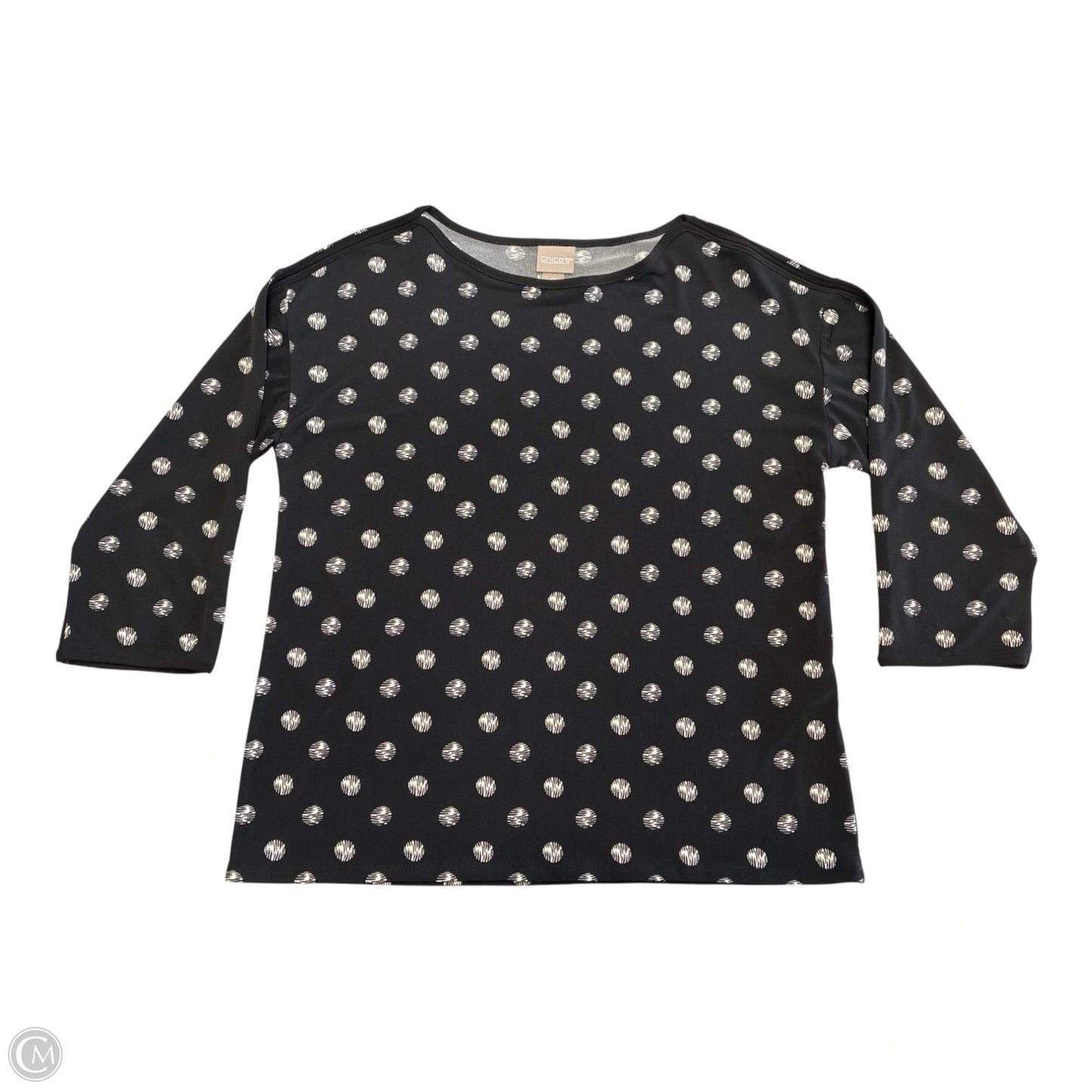 Top 3/4 Sleeve By Chicos In Black & Tan, Size: S
