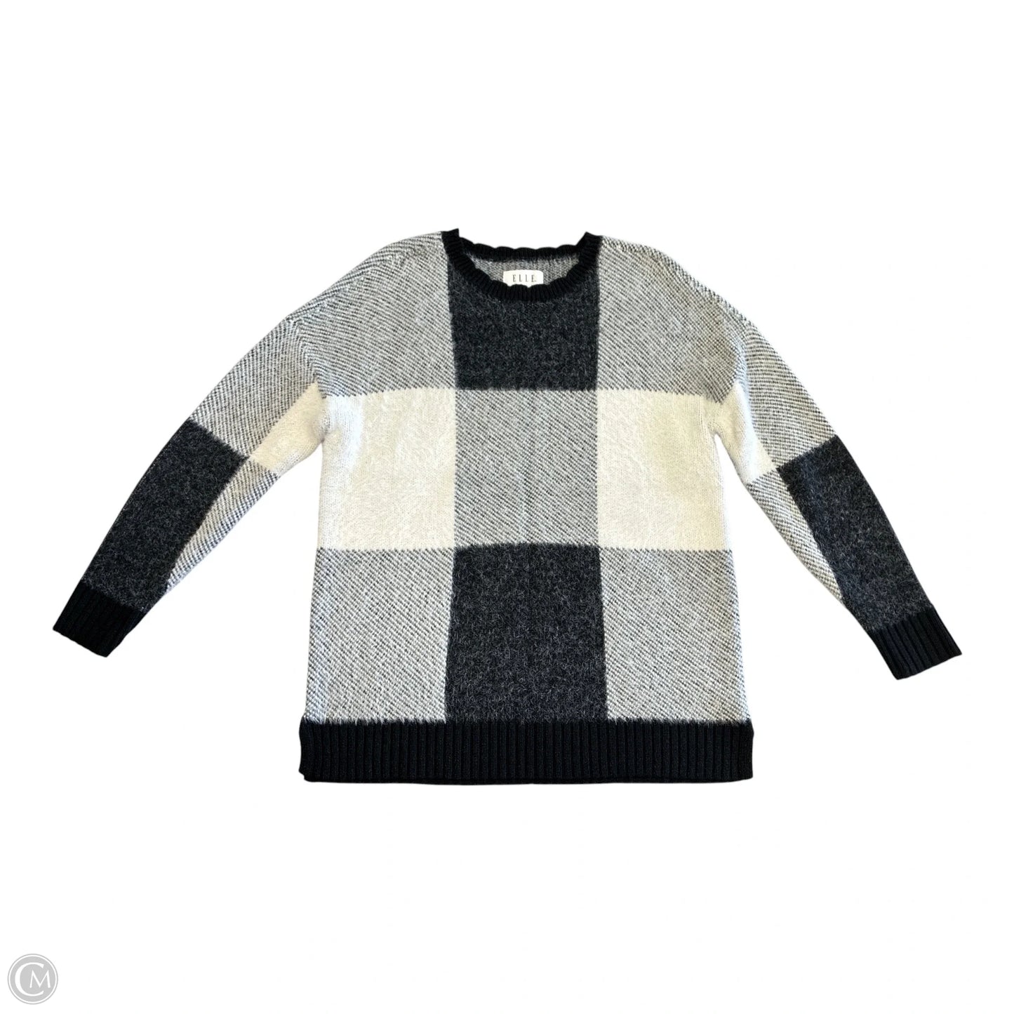 Sweater By Elle In Black & White, Size: L