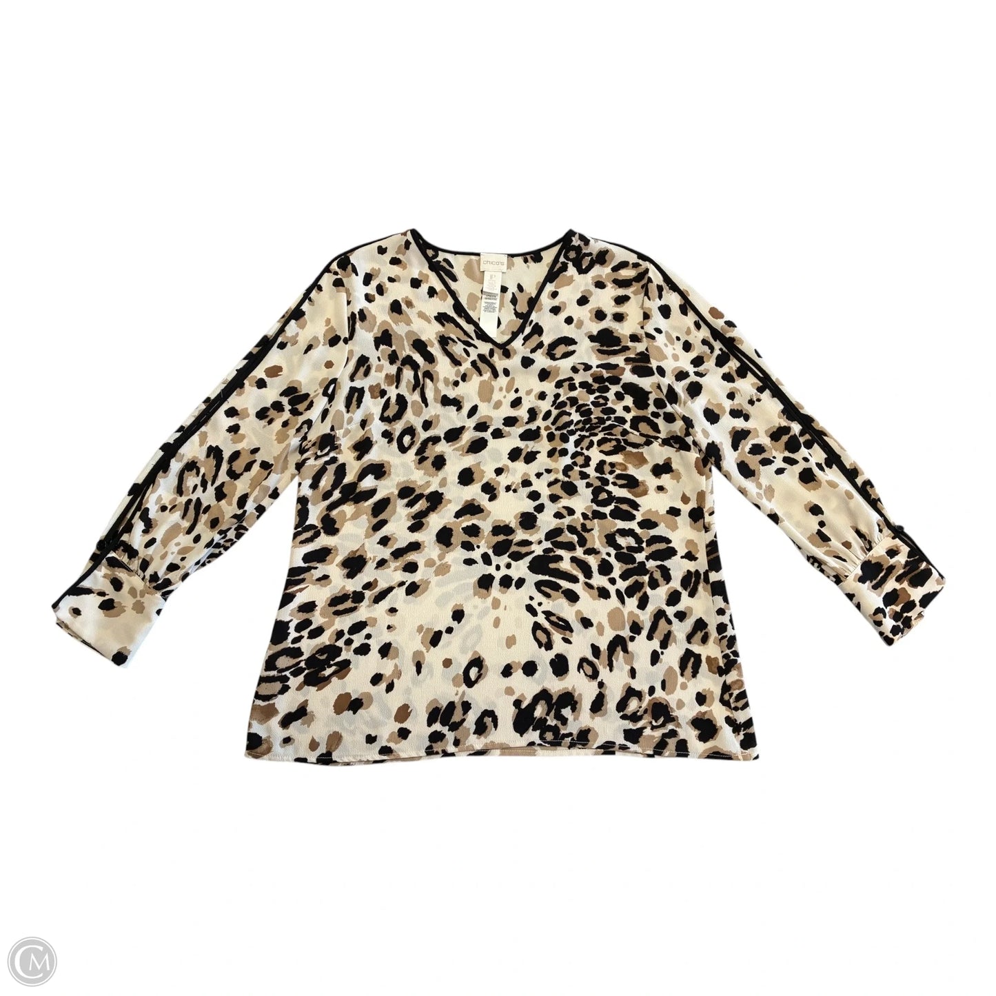 Blouse Long Sleeve By Chicos In Animal Print, Size: M