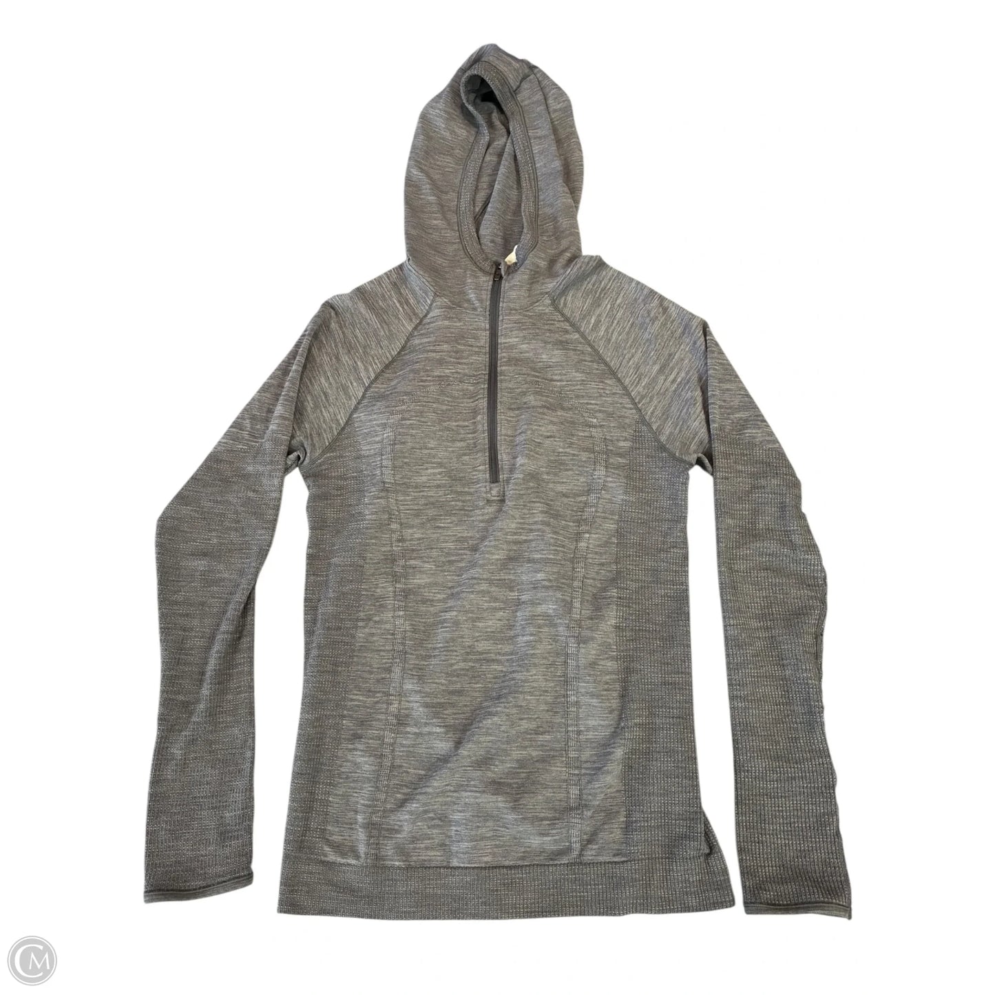 Athletic Top Long Sleeve Hoodie By Lululemon In Grey, Size: M