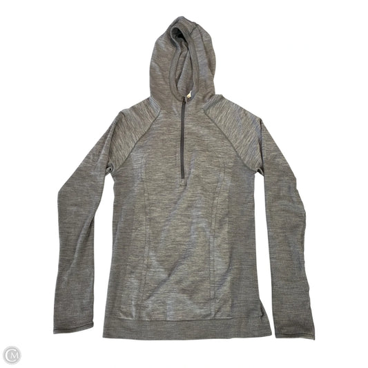 Athletic Top Long Sleeve Hoodie By Lululemon In Grey, Size: M