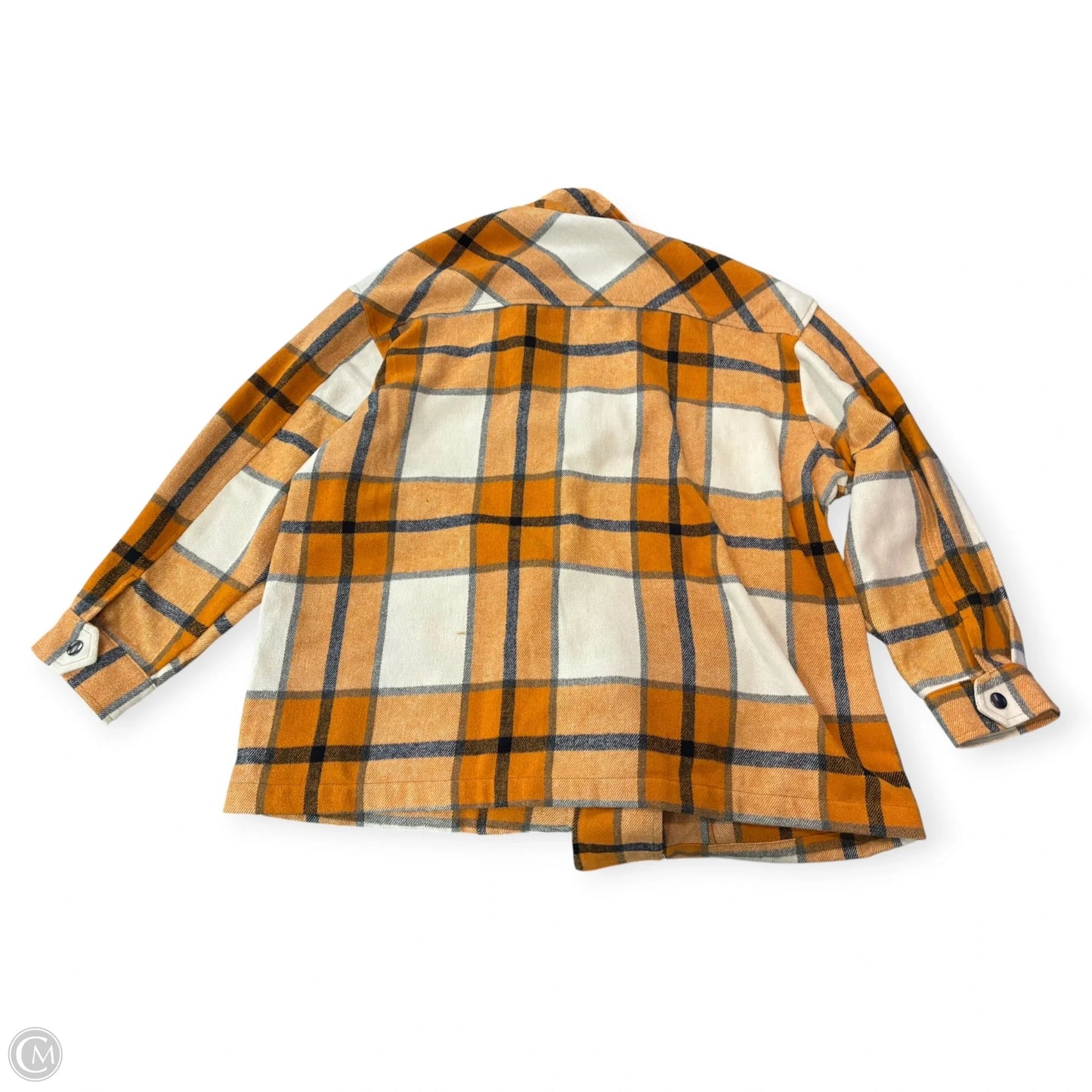 Jacket Shirt By Hfx In Blue & Yellow, Size: L