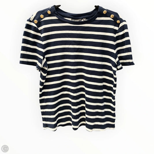 Top Short Sleeve By Rafaella In Striped Pattern, Size: L