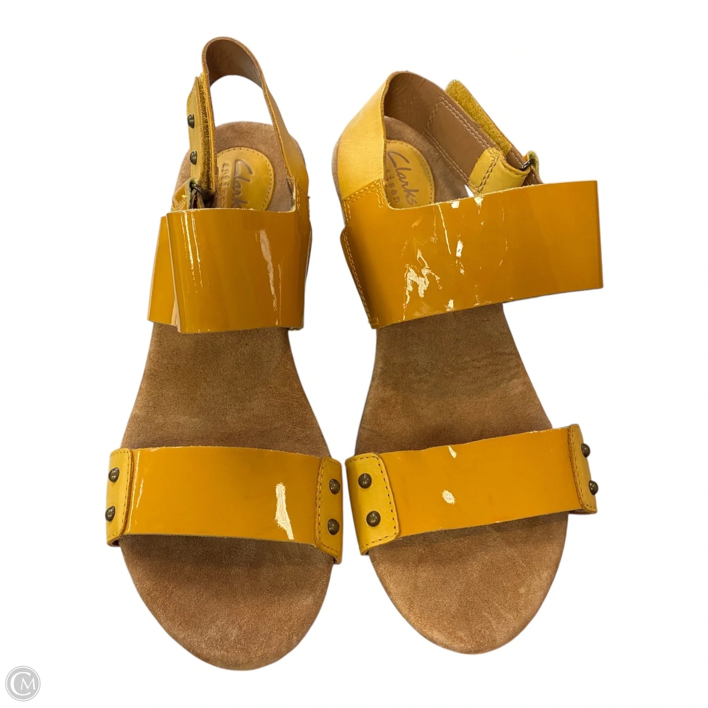 Sandals Heels Wedge By Clarks In Yellow, Size: 10
