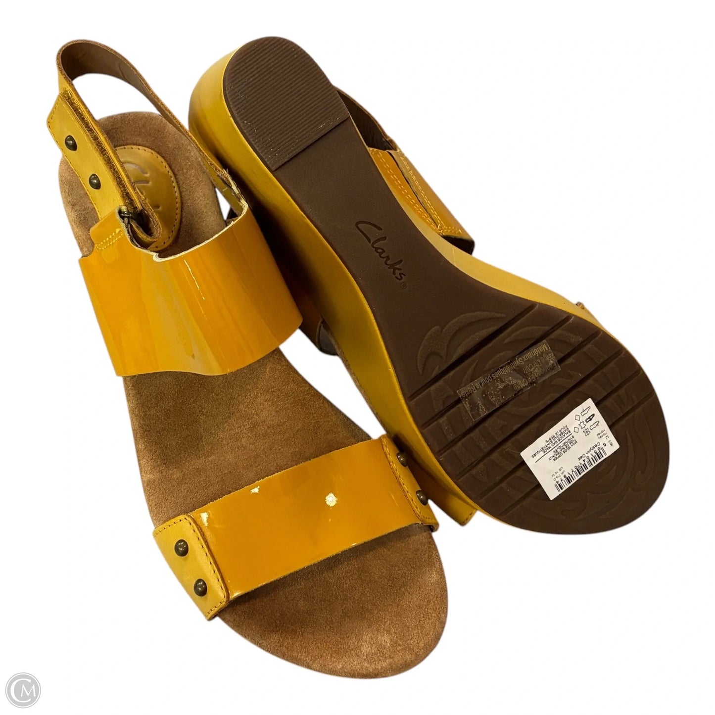 Sandals Heels Wedge By Clarks In Yellow, Size: 10