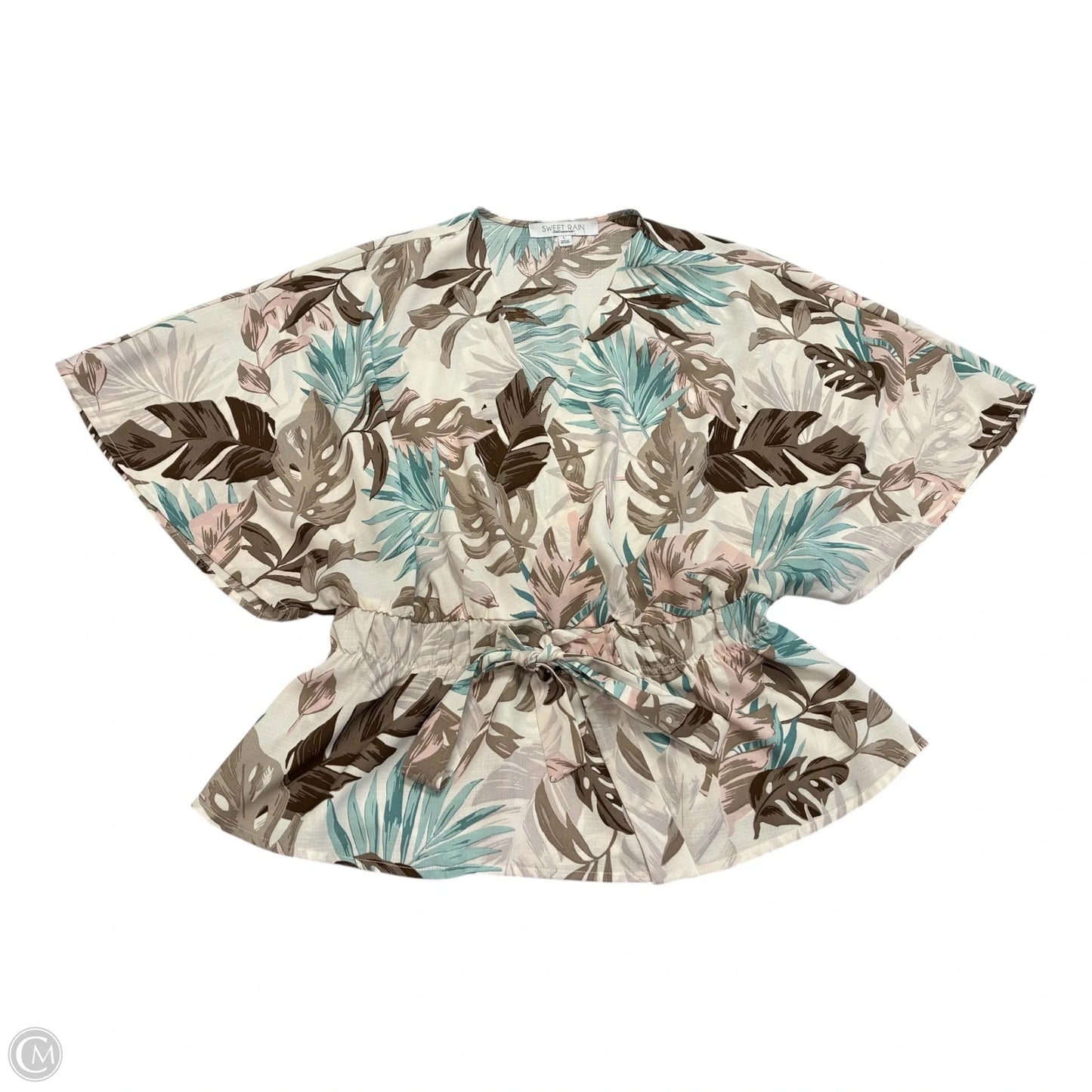 Tunic Short Sleeve By Sweet Rain In Floral Print, Size: L