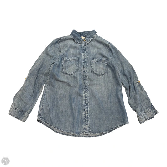 Top Long Sleeve By Chicos In Blue Denim, Size: M