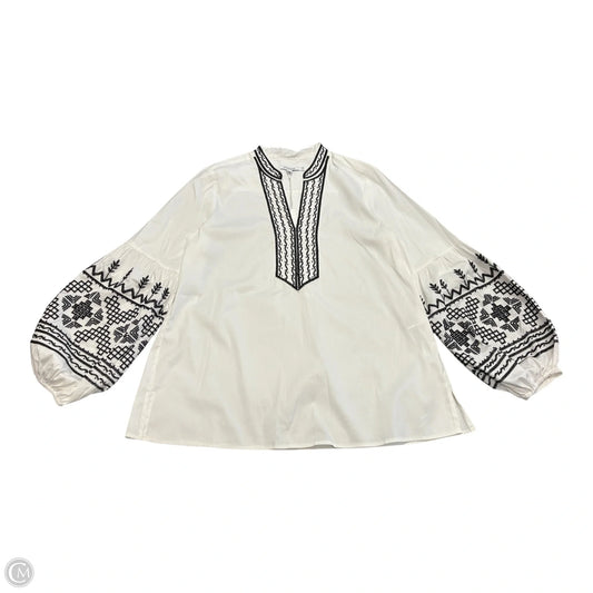 Blouse Long Sleeve By Chicos In Black & White, Size: S