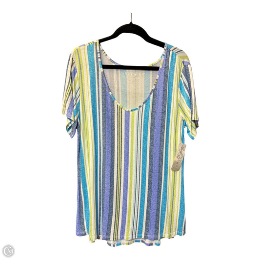 Top Short Sleeve By Como Vintage In Blue & Green, Size: Xl