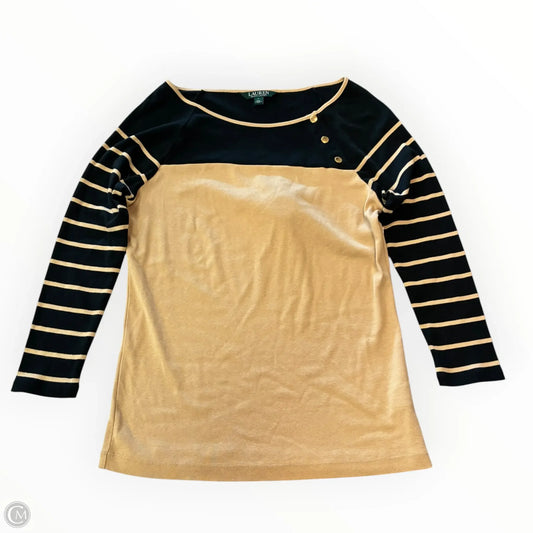 Top Long Sleeve By Lauren By Ralph Lauren In Black & Tan, Size: L