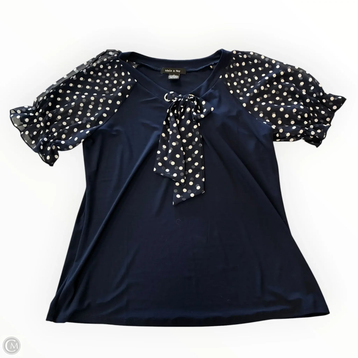 Blouse Short Sleeve By Adele & May In Navy, Size: M