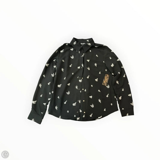 Blouse Long Sleeve By Wrangler In Black & Cream, Size: M