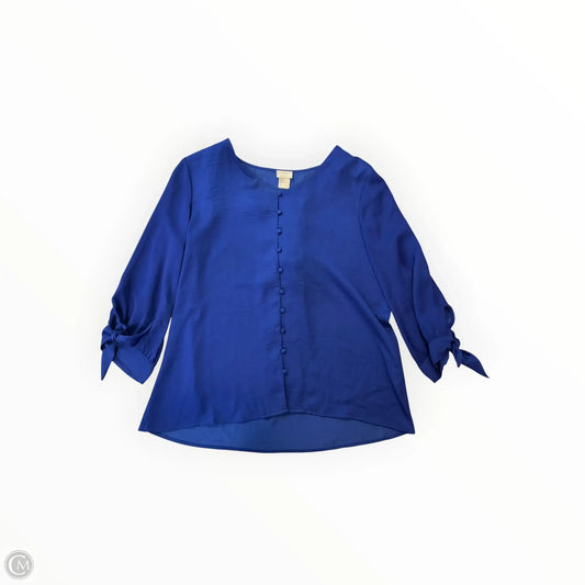 Blouse 3/4 Sleeve By Chicos In Blue, Size: L