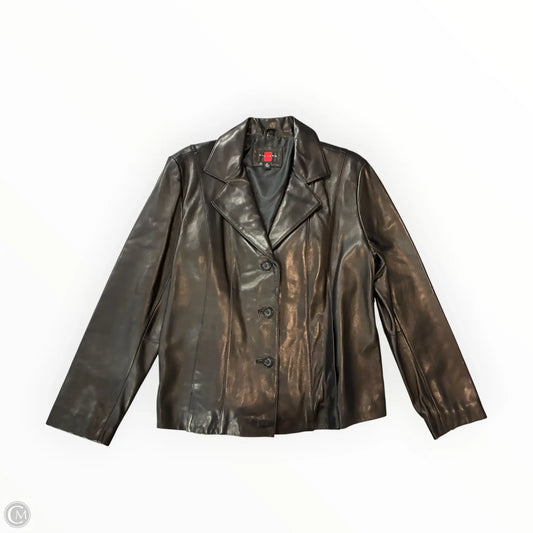 Jacket Leather By Gallery In Black, Size: Xl
