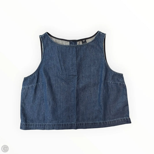 Top Sleeveless By Gap In Blue Denim, Size: L