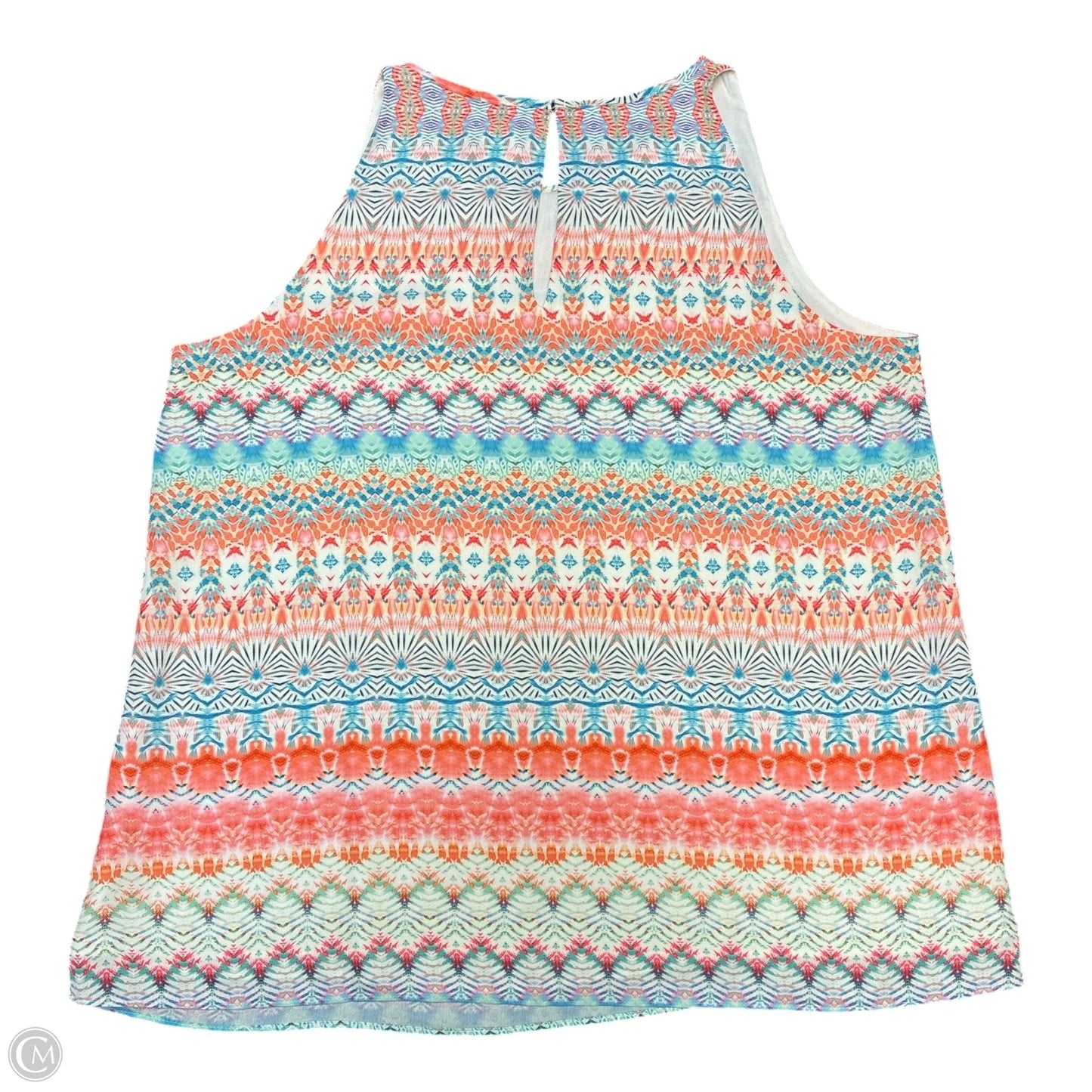 Blouse Sleeveless By St Tropez In Orange & White, Size: L