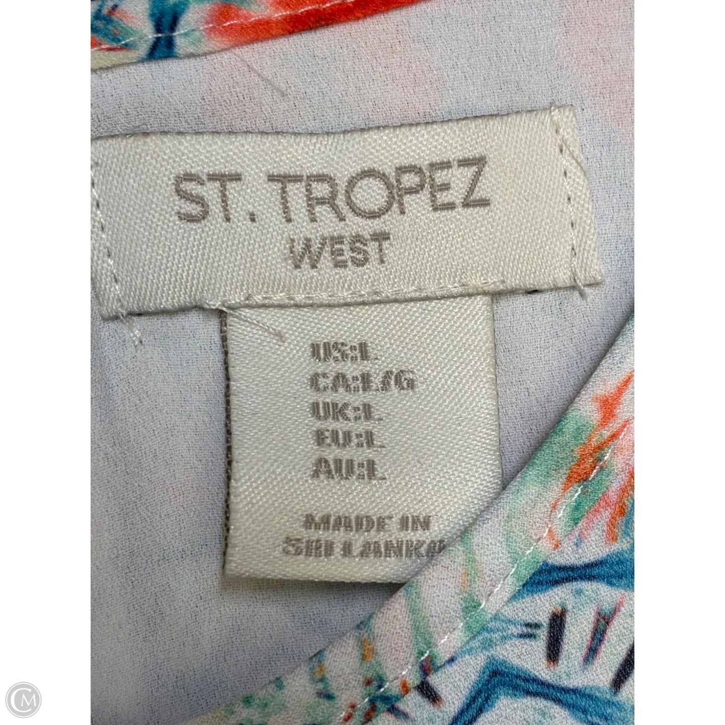 Blouse Sleeveless By St Tropez In Orange & White, Size: L