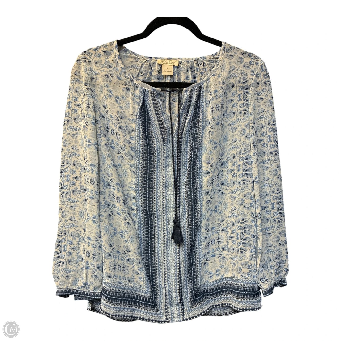 Top Long Sleeve By Lucky Brand In Blue & White, Size: S