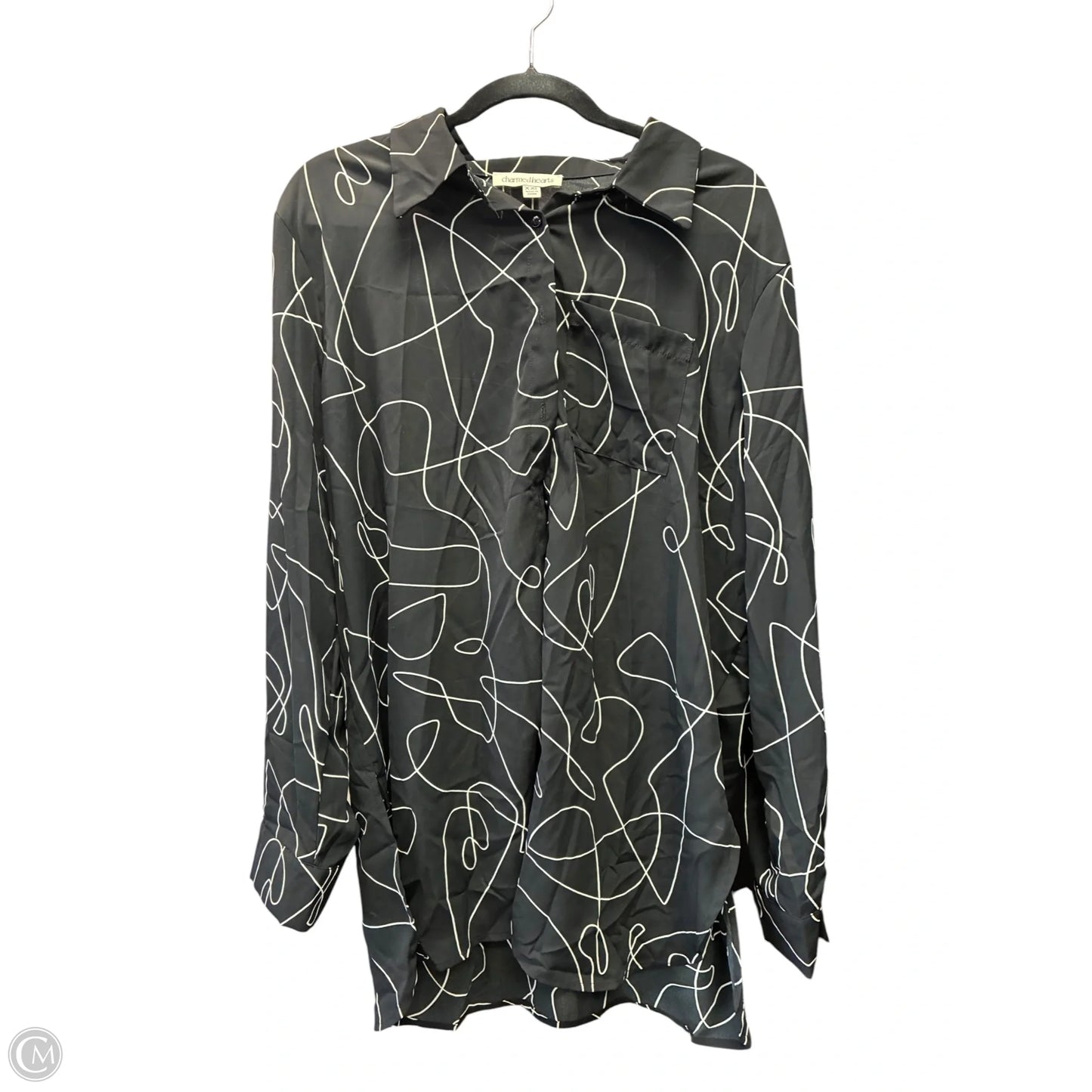 Blouse Long Sleeve By Clothes Mentor In Black & White, Size: Xxl