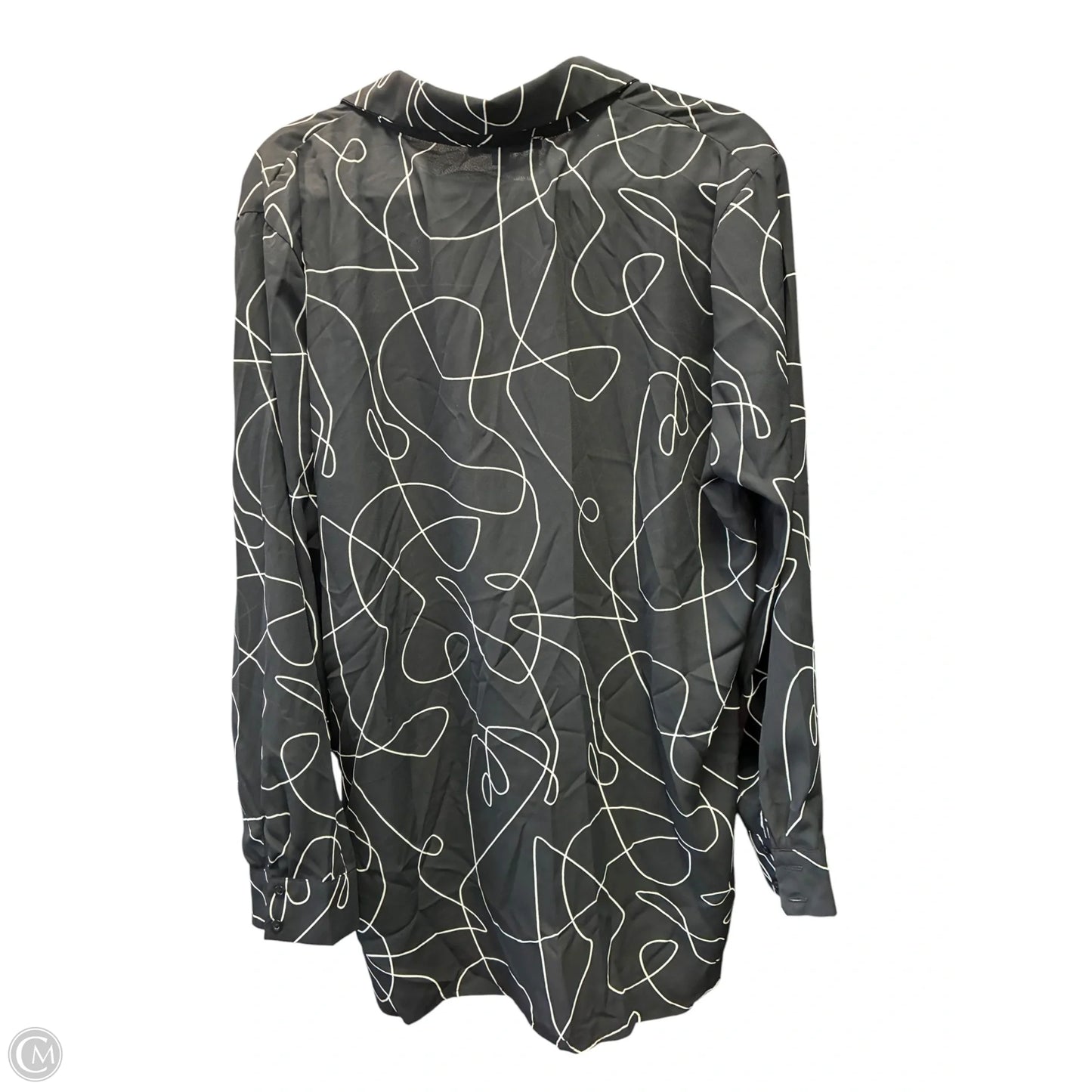 Blouse Long Sleeve By Clothes Mentor In Black & White, Size: Xxl