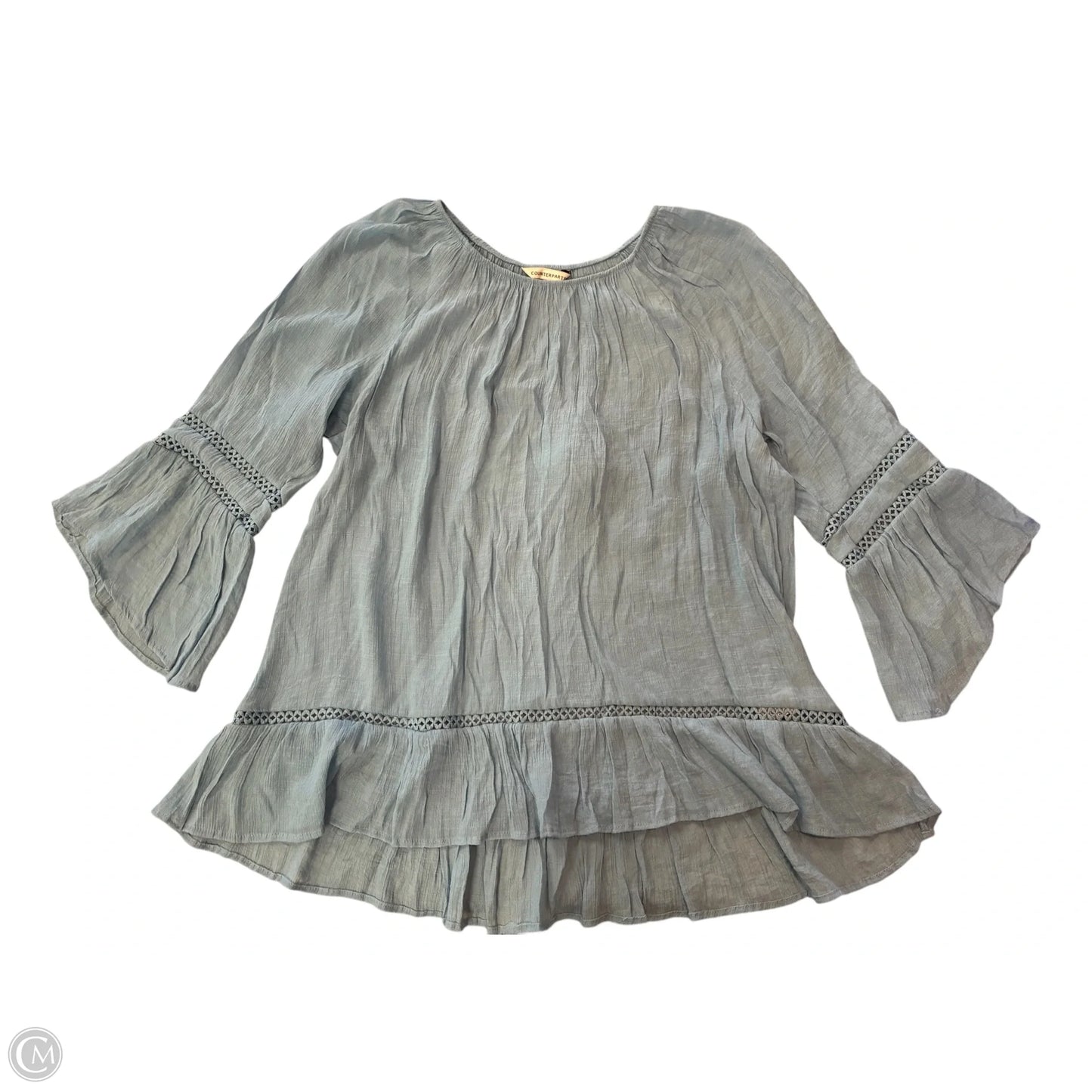 Blouse Long Sleeve By Counterparts In Blue, Size: Xl