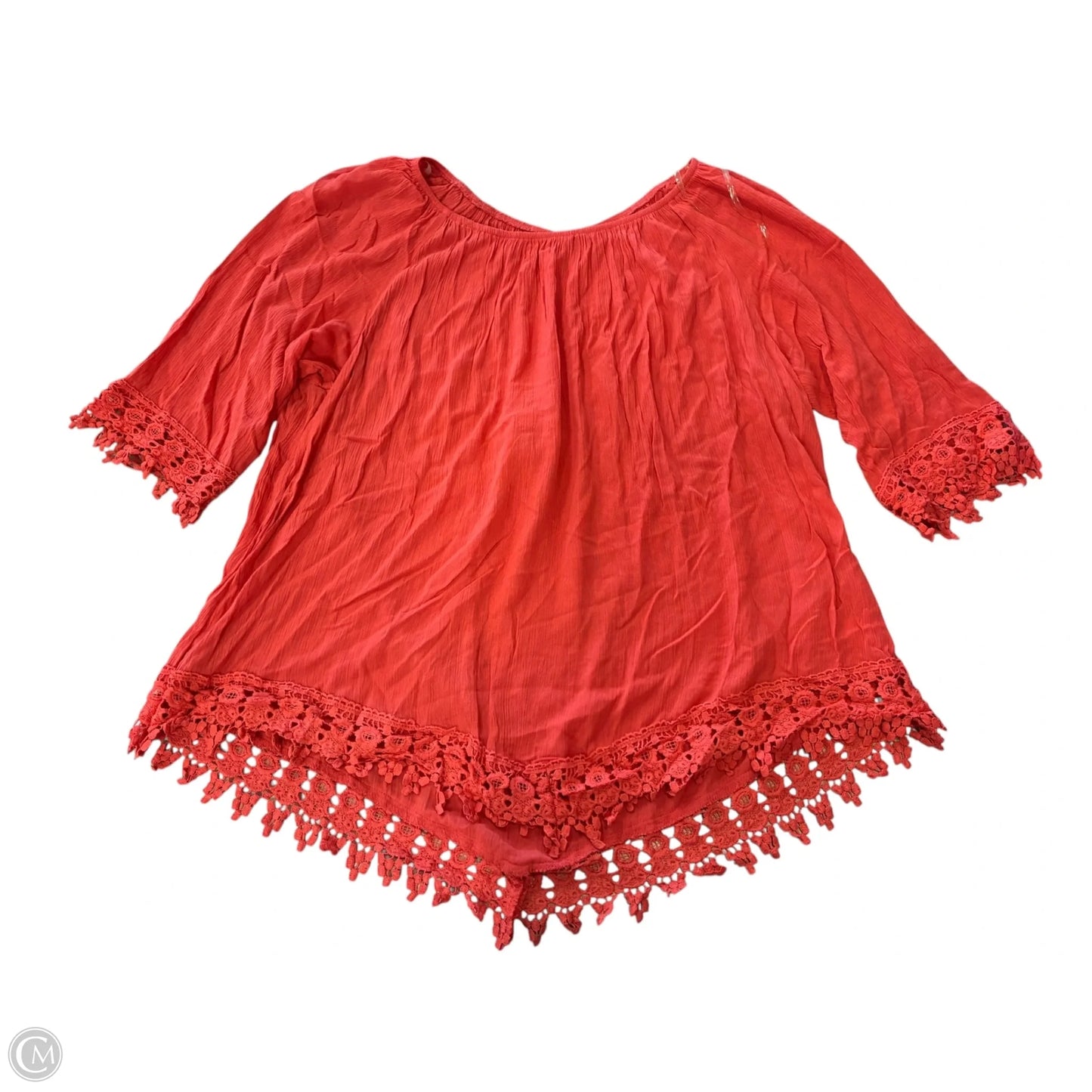 Top 3/4 Sleeve By Ny Collection In Orange, Size: Xl