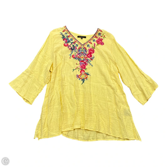 Blouse Long Sleeve By Calessa In Yellow, Size: 3x