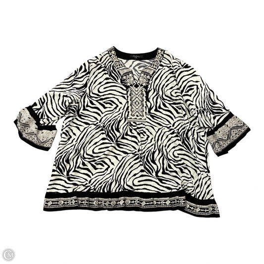 Blouse Long Sleeve By Calessa In Black & White, Size: 3x