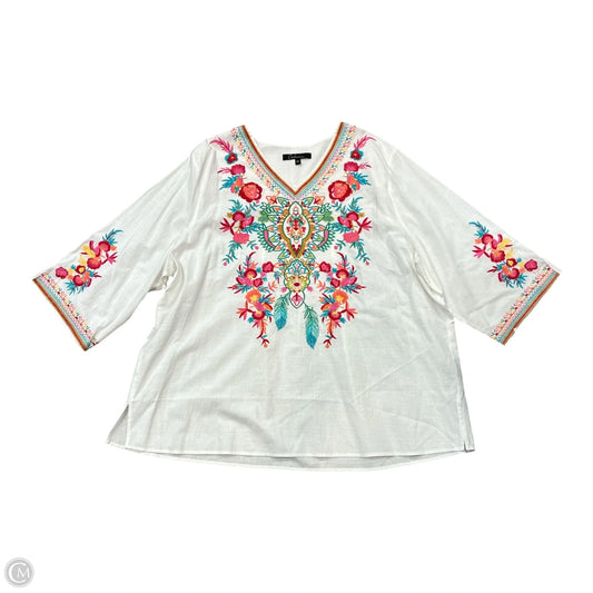 Blouse 3/4 Sleeve By Calessa In Multi-colored, Size: 3x