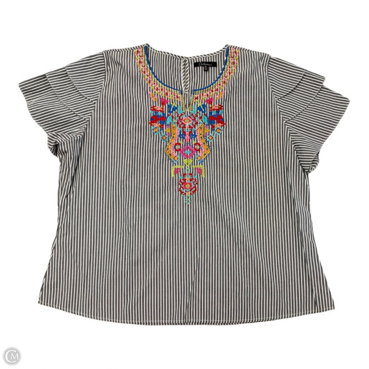 Blouse Short Sleeve By Calessa In Multi-colored, Size: 3x