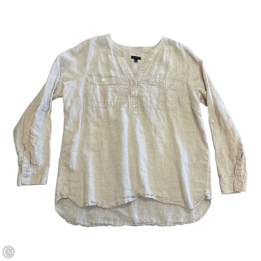 Top Long Sleeve Basic By Talbots In Beige, Size: L