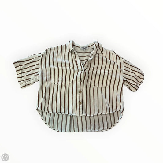 Top Short Sleeve By Velvet Heart In Brown & White, Size: L