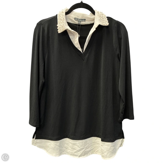 Blouse Long Sleeve By Adrianna Papell In Black & White, Size: M