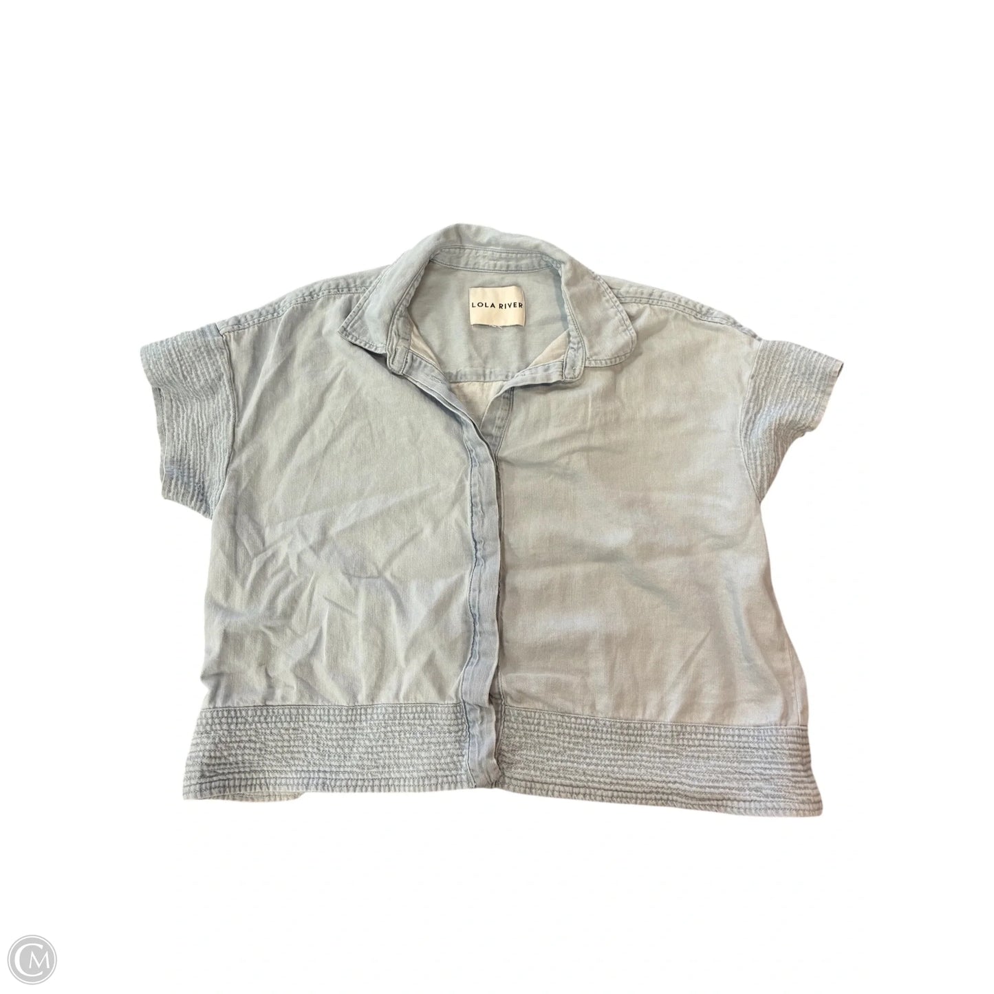 Top Short Sleeve By Lola River In Blue Denim, Size: L