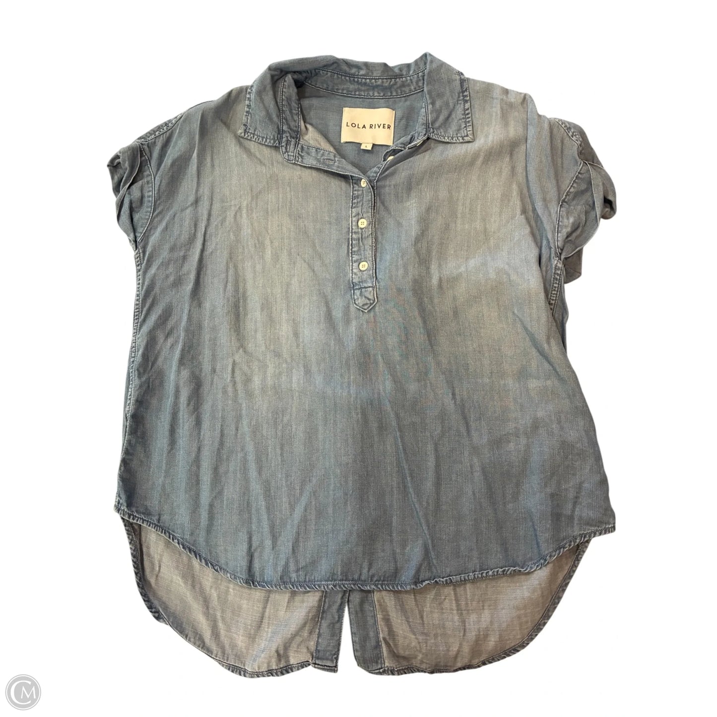 Top Short Sleeve By Lola River In Blue Denim, Size: L