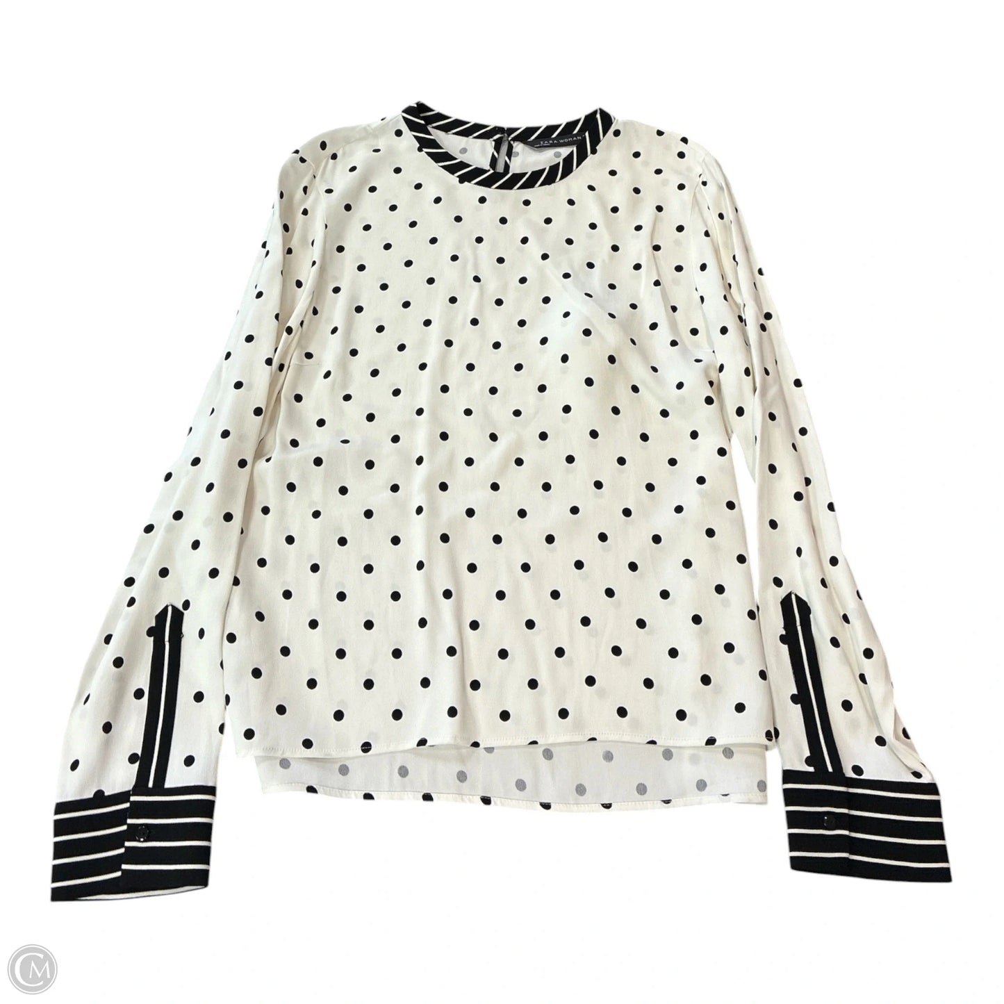 Blouse Long Sleeve By Zara Women In Polkadot Pattern, Size: M