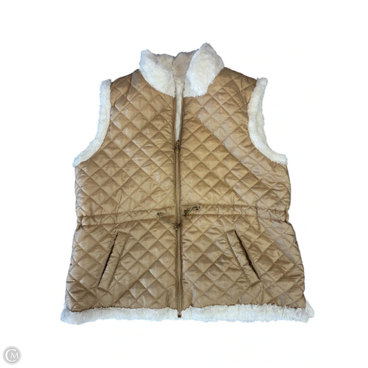 Vest Faux Fur & Sherpa By Clothes Mentor In Tan & White, Size: Xl