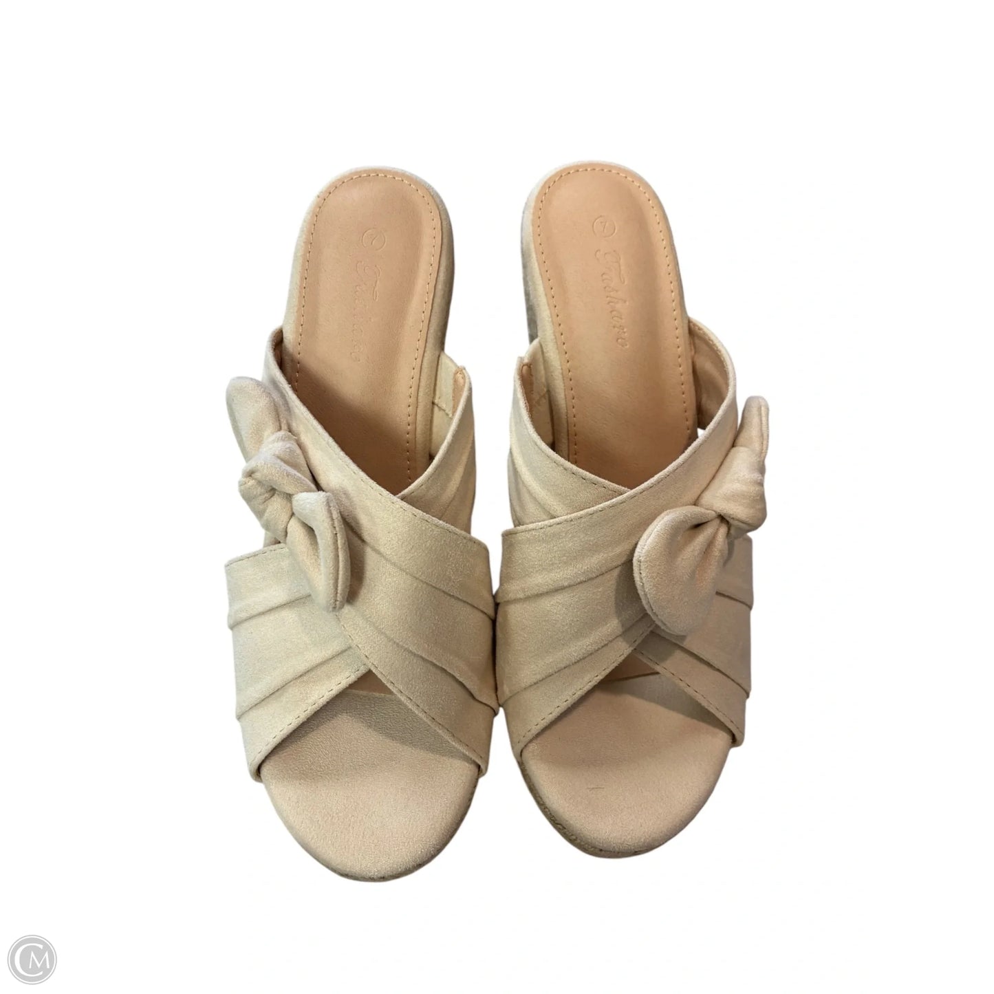Sandals Heels Wedge By Clothes Mentor In Beige, Size: 7