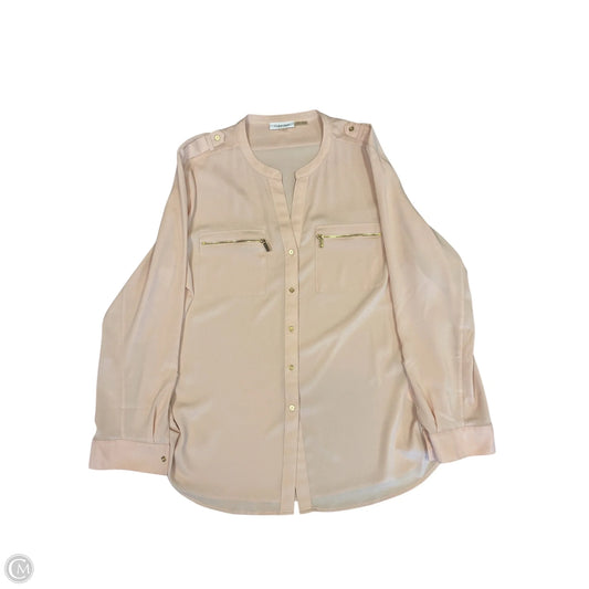 Blouse Long Sleeve By Calvin Klein In Peach, Size: Xl