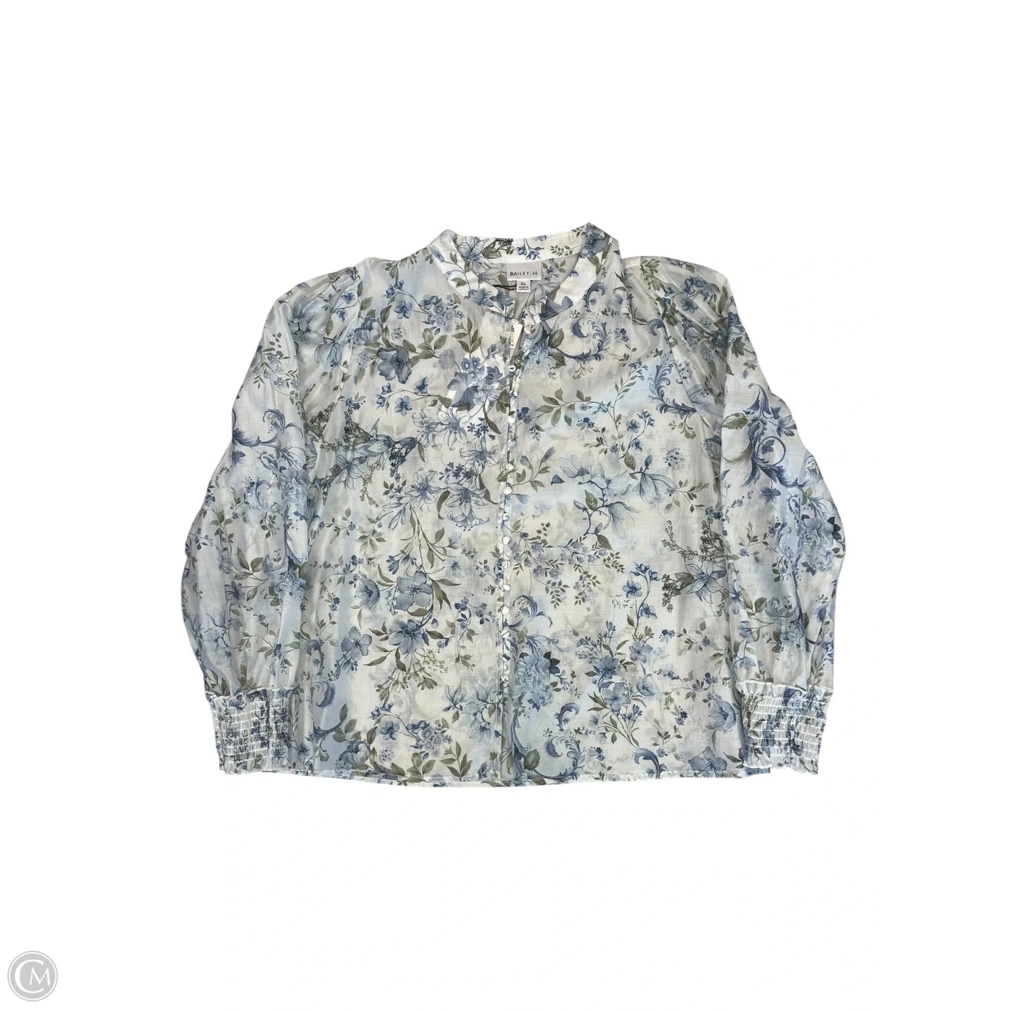 Blouse Long Sleeve By Bailey 44 In Blue & White, Size: Xl