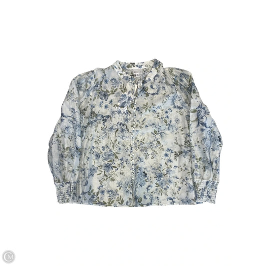 Blouse Long Sleeve By Bailey 44 In Blue & White, Size: Xl