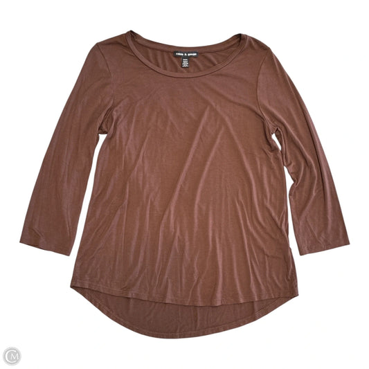 Top 3/4 Sleeve By Cable And Gauge In Brown, Size: M