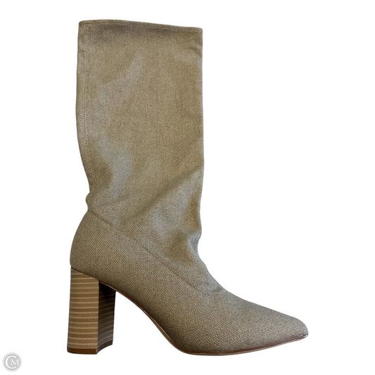 Boots Mid-calf Heels By Justfab In Beige, Size: 7.5