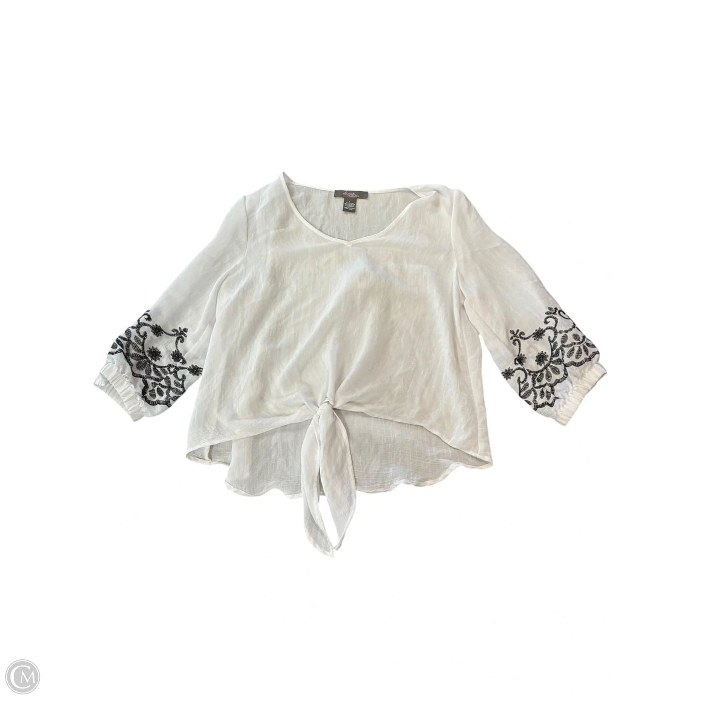 Blouse 3/4 Sleeve By Clothes Mentor In White, Size: L