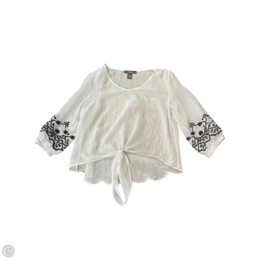 Blouse 3/4 Sleeve By Clothes Mentor In White, Size: L