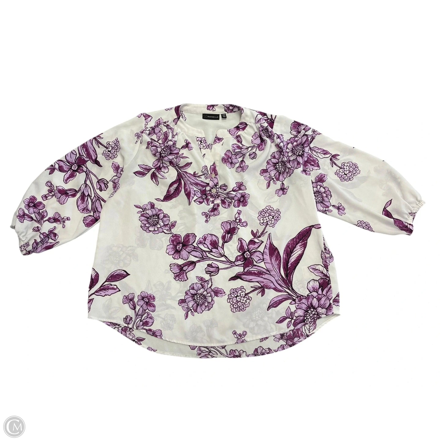 Blouse Long Sleeve By Rafaella In Purple & White, Size: L